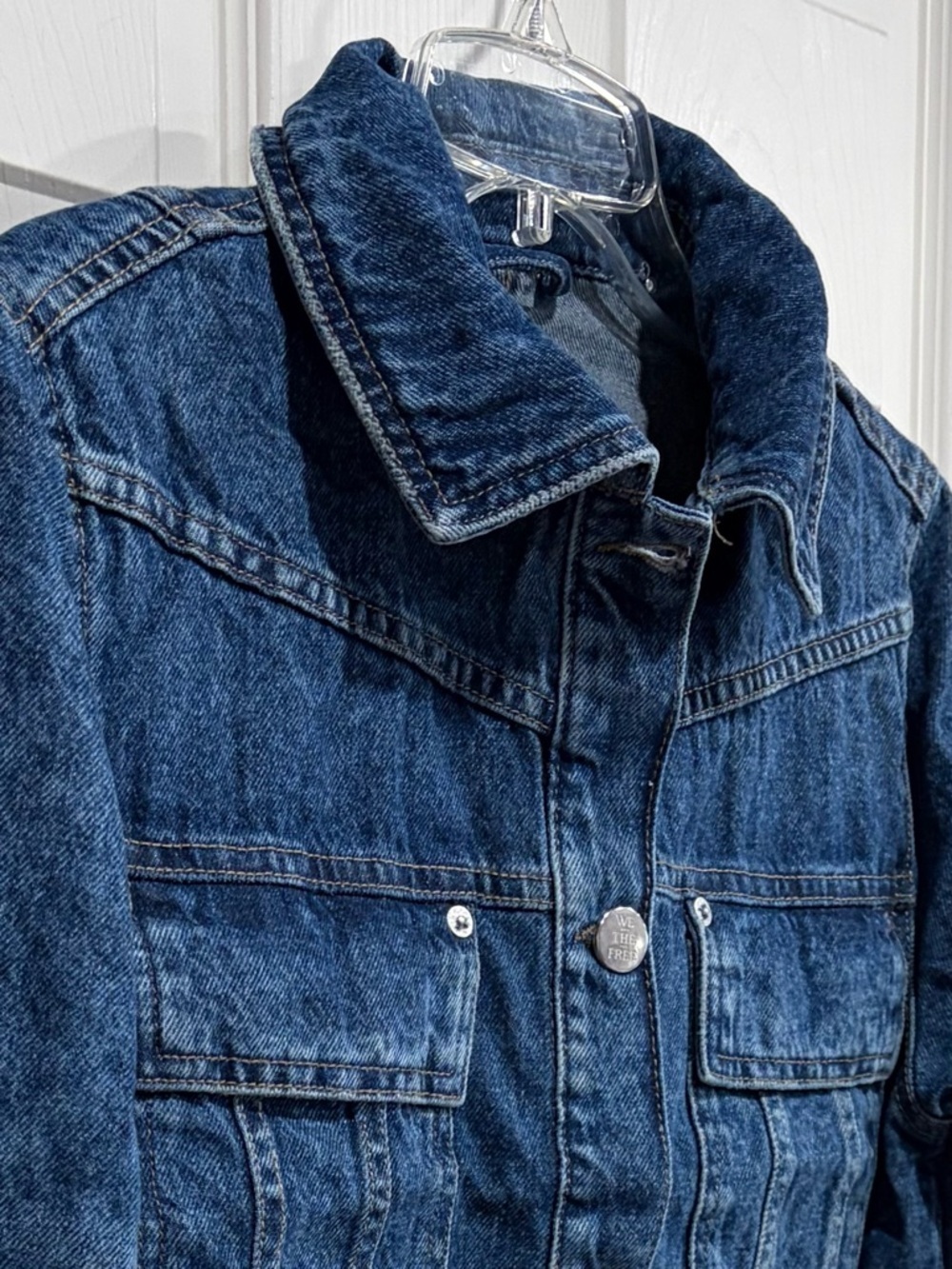 Free People Women's Small We the Free Jade Denim Jean Jacket NWT Pockets - Picture 2 of 10